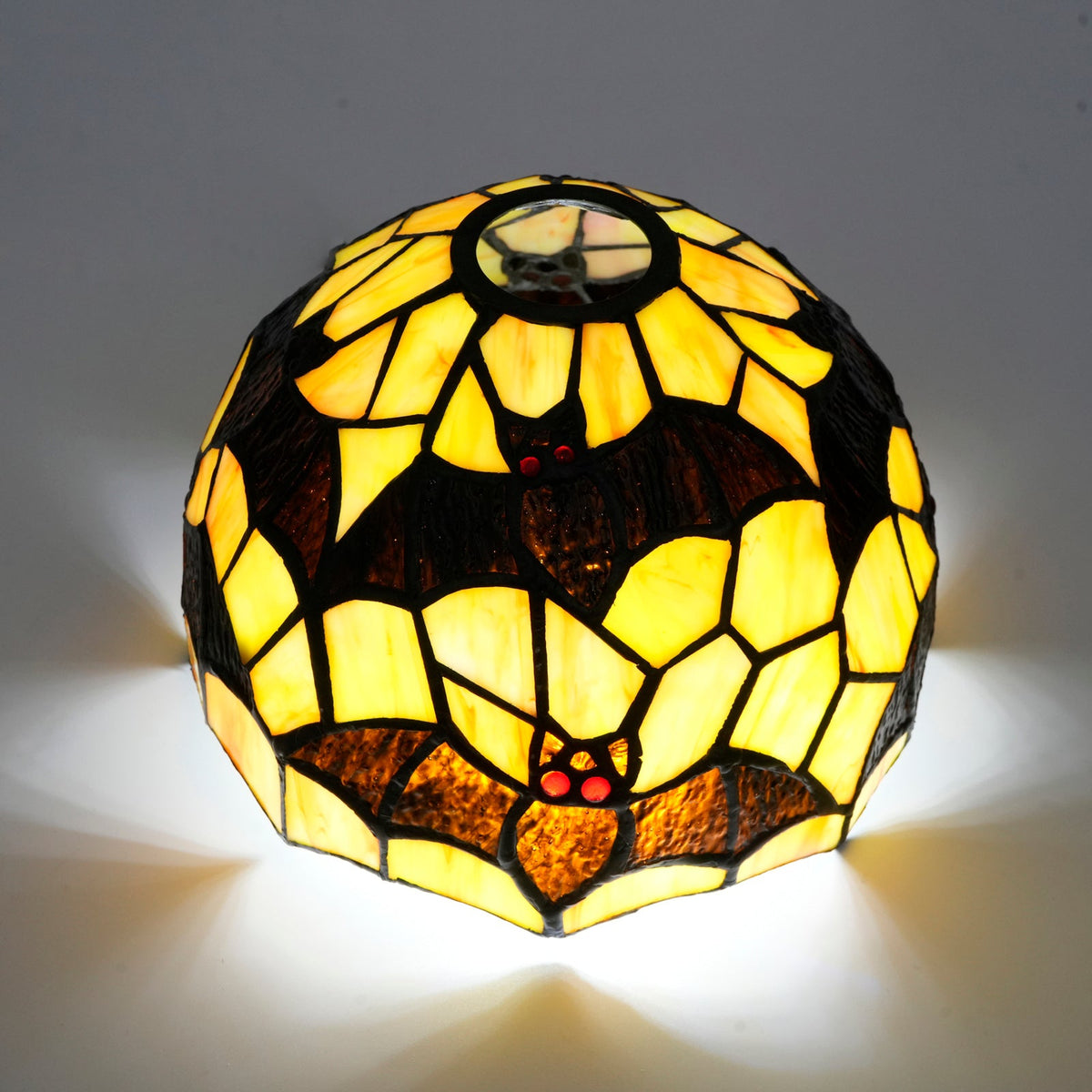 Tiffany-style bat-shaped tinted glass lampshade