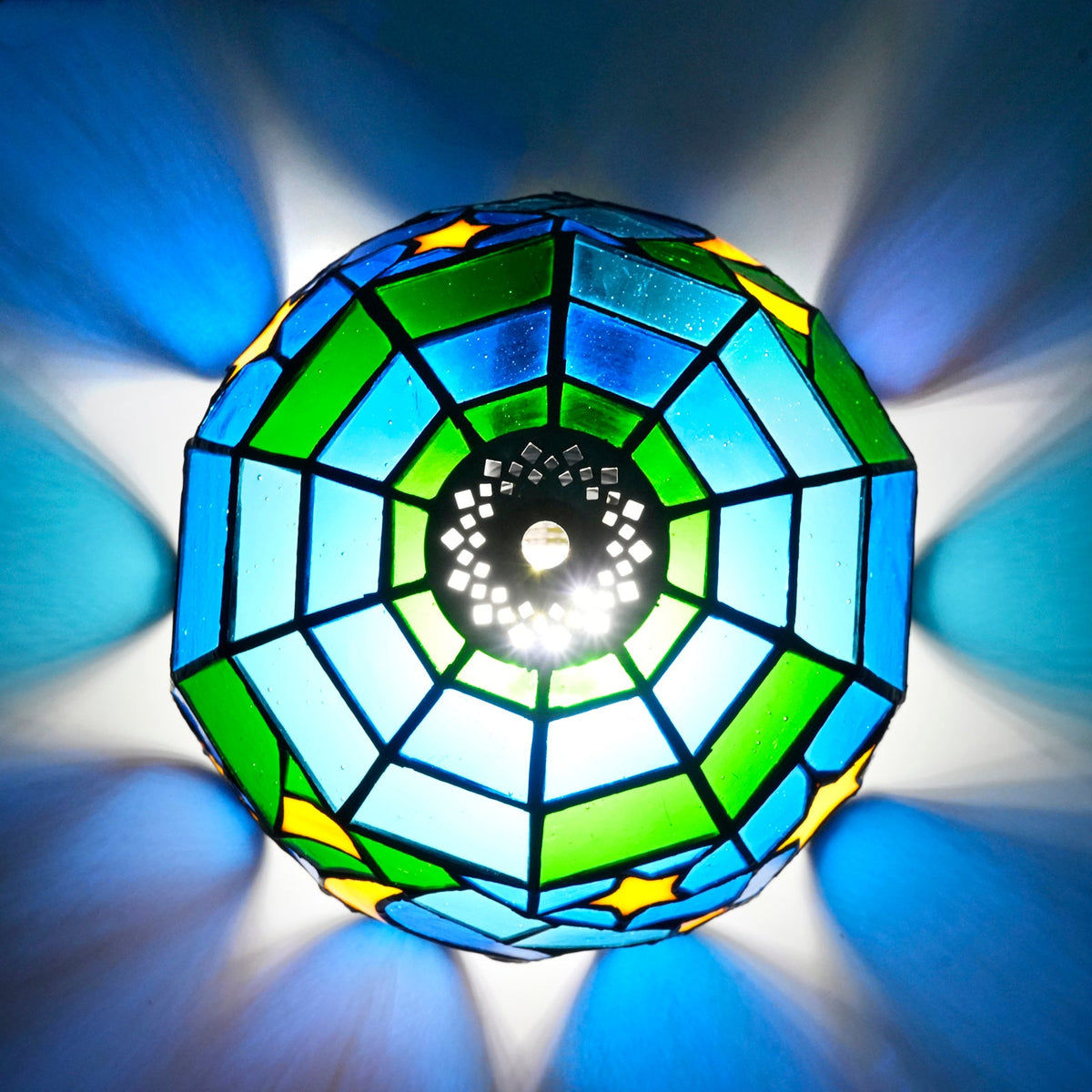 Tiffany Lampshade in Sky Blue Tinted Glass