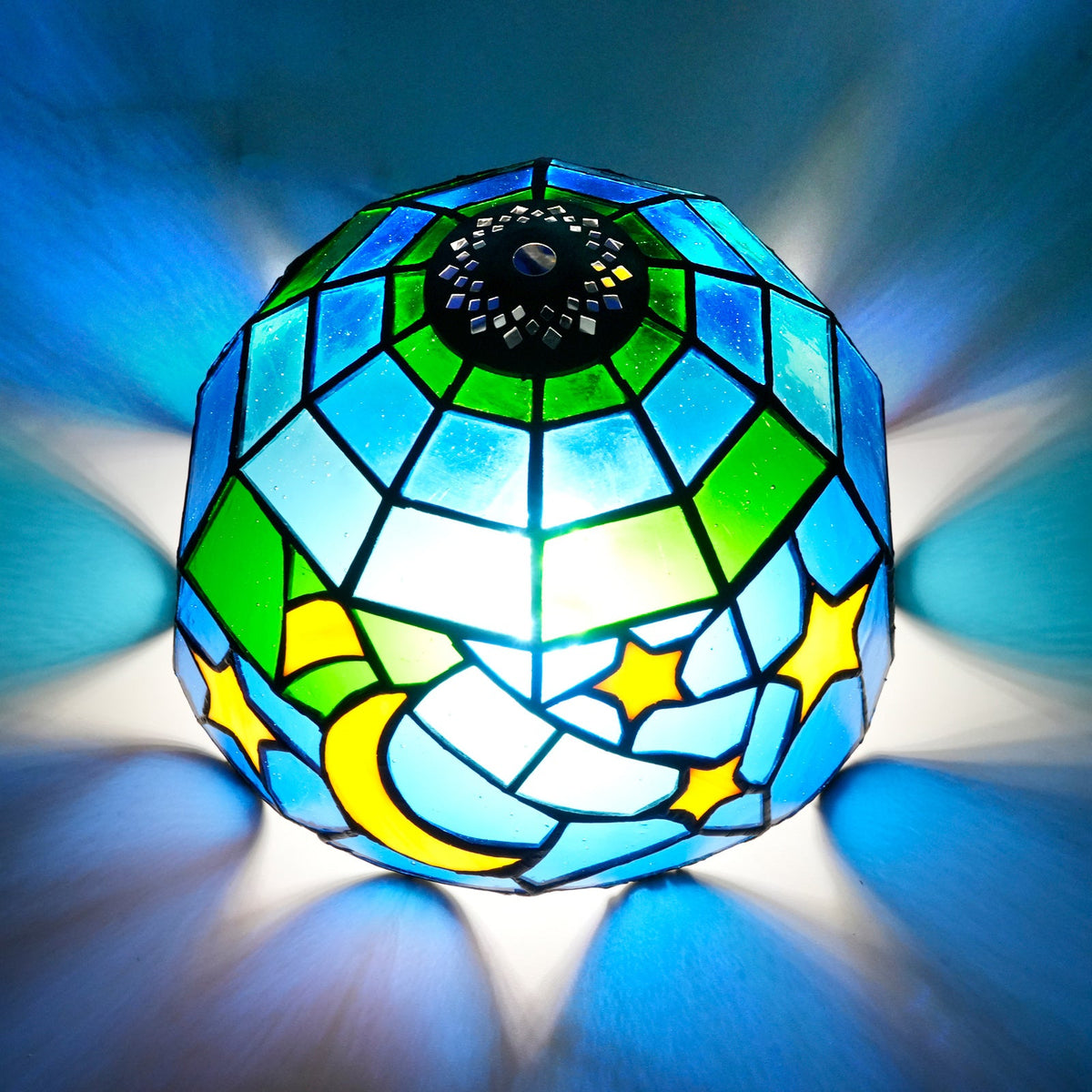 Tiffany Lampshade in Sky Blue Tinted Glass