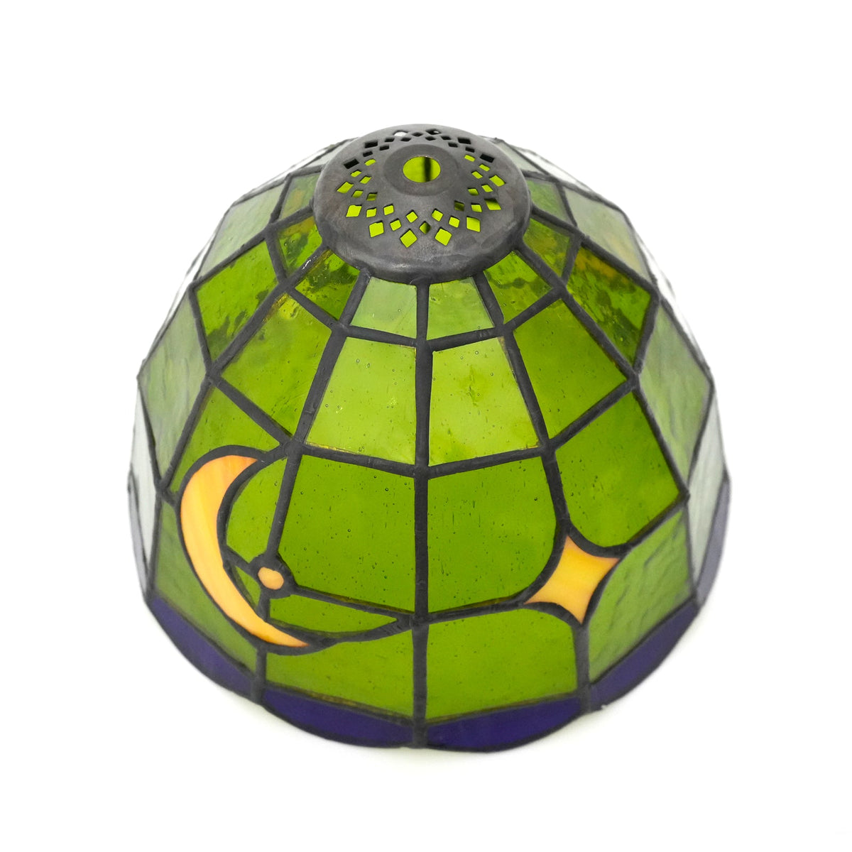 Moon and Star Green Tinted Glass Lampshade