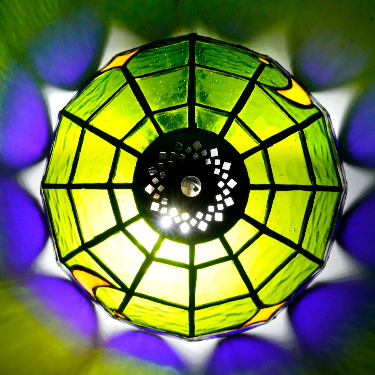 Moon and Star Green Tinted Glass Lampshade