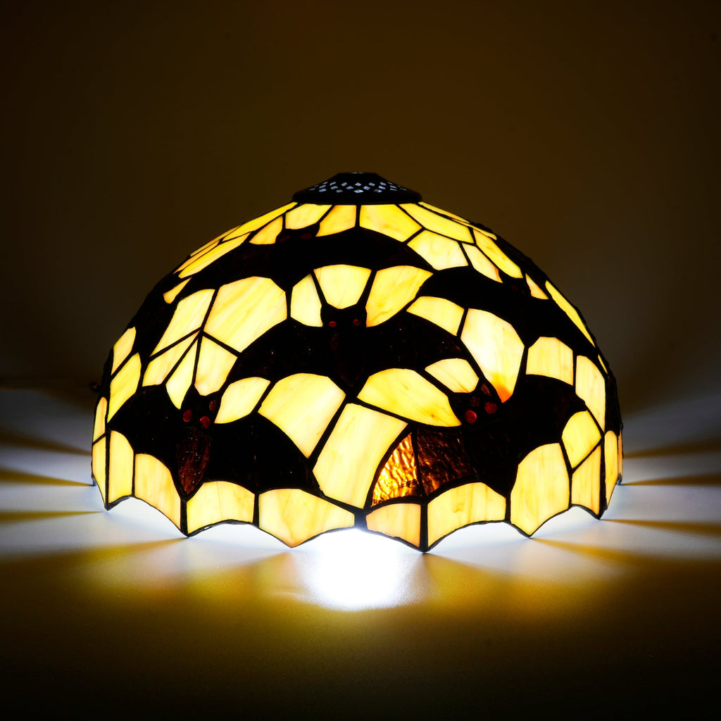 Tiffany-style glass lampshade with bat motif