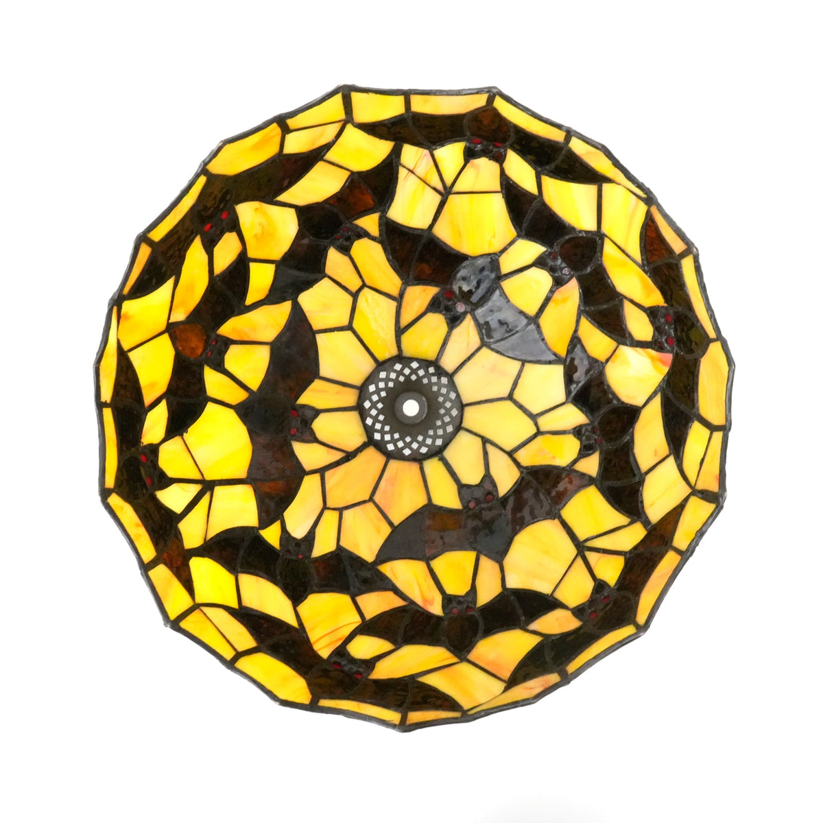 Tiffany-style glass lampshade with bat motif