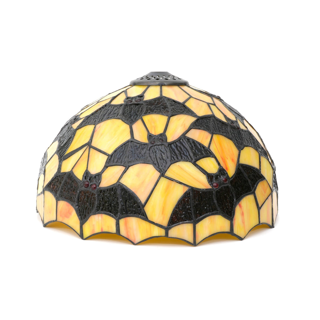 Tiffany-style glass lampshade with bat motif