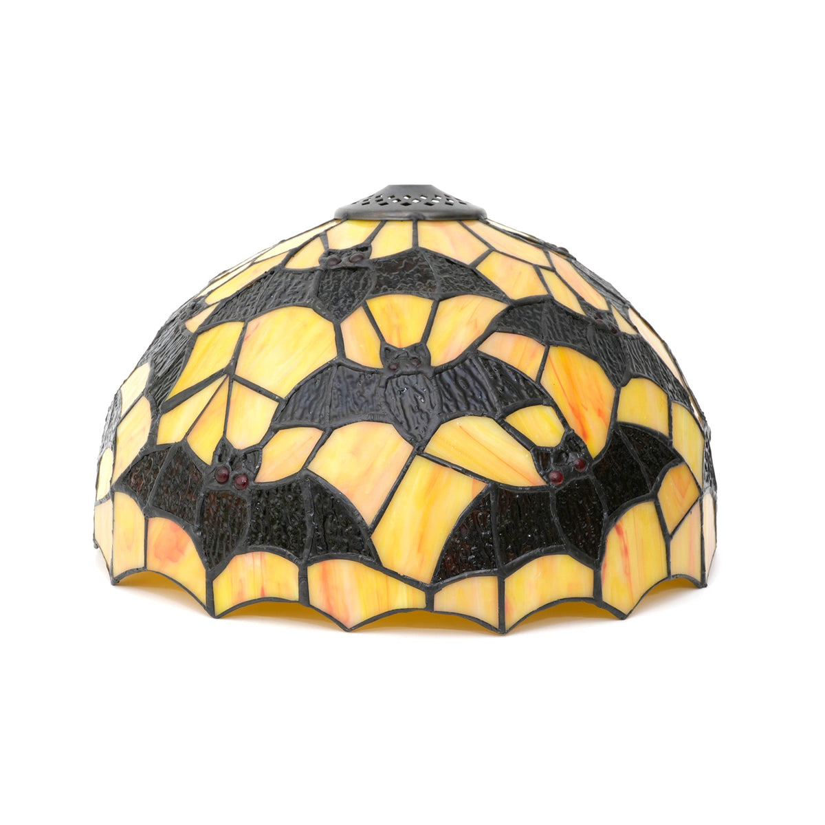 Tiffany-style glass lampshade with bat motif