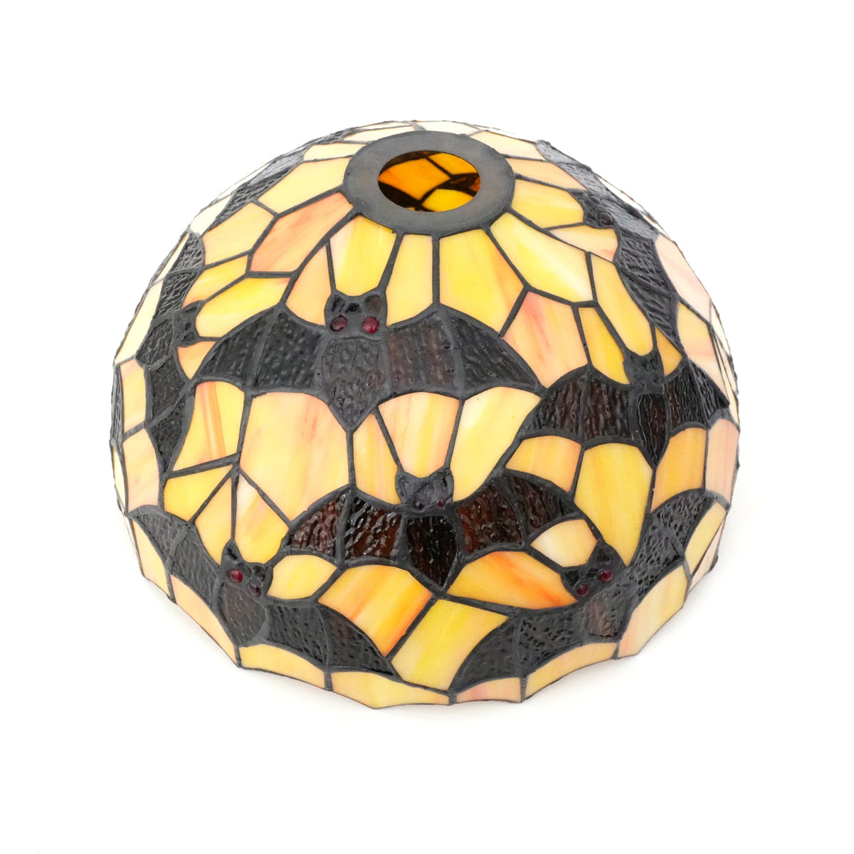Tiffany-style glass lampshade with bat motif