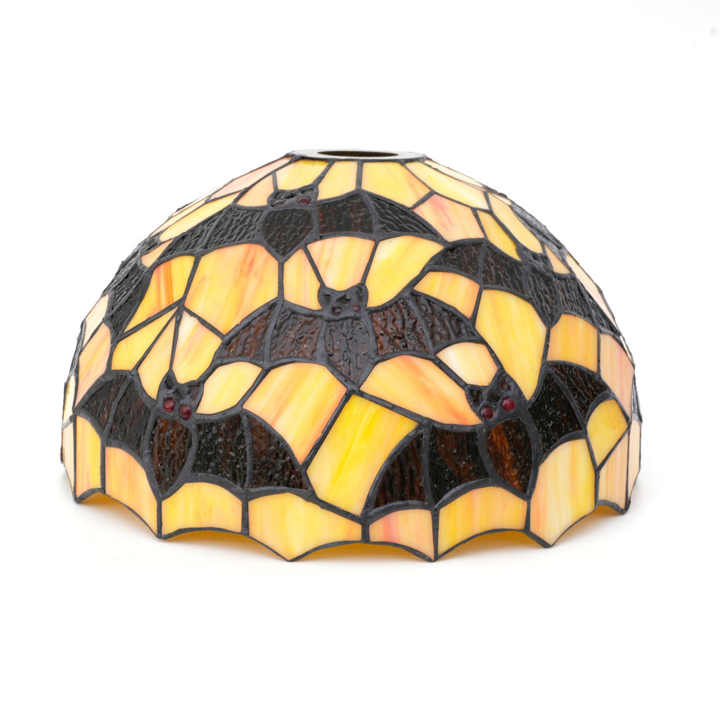 Tiffany-style glass lampshade with bat motif