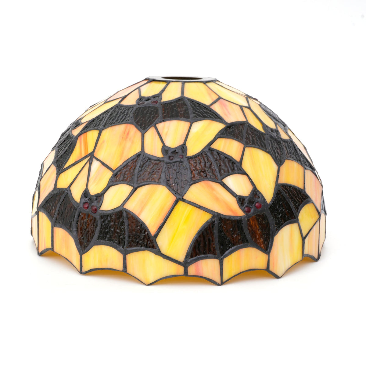 Tiffany-style glass lampshade with bat motif
