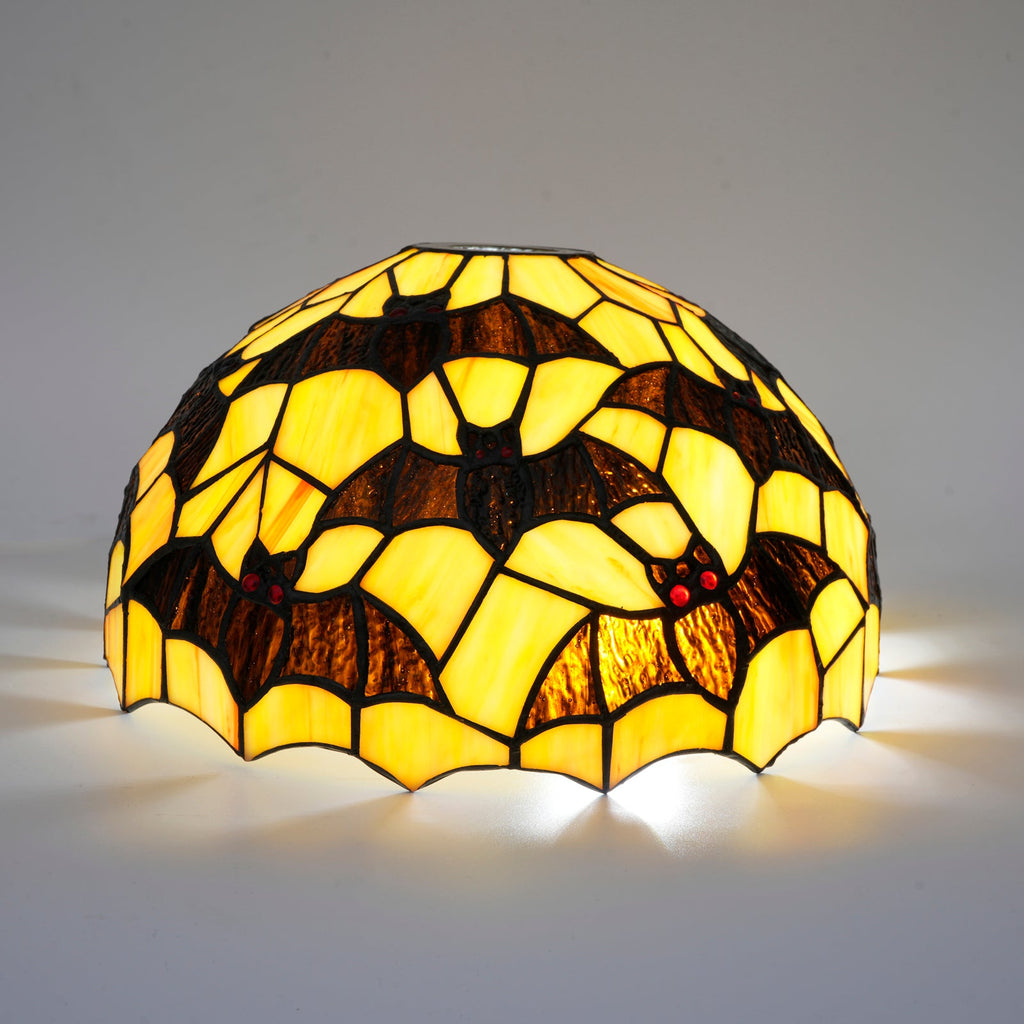Tiffany-style glass lampshade with bat motif
