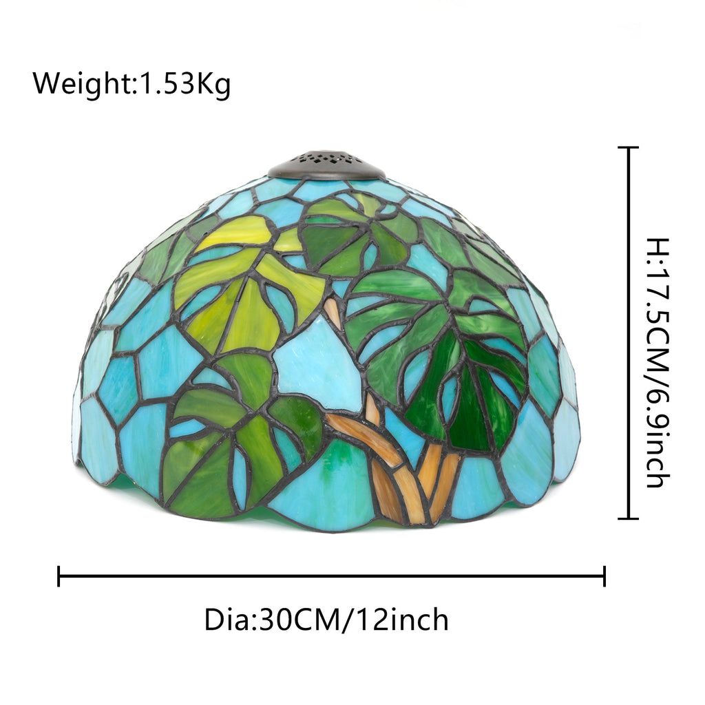 Tiffany Lampshade with Monstera Leaf Pattern