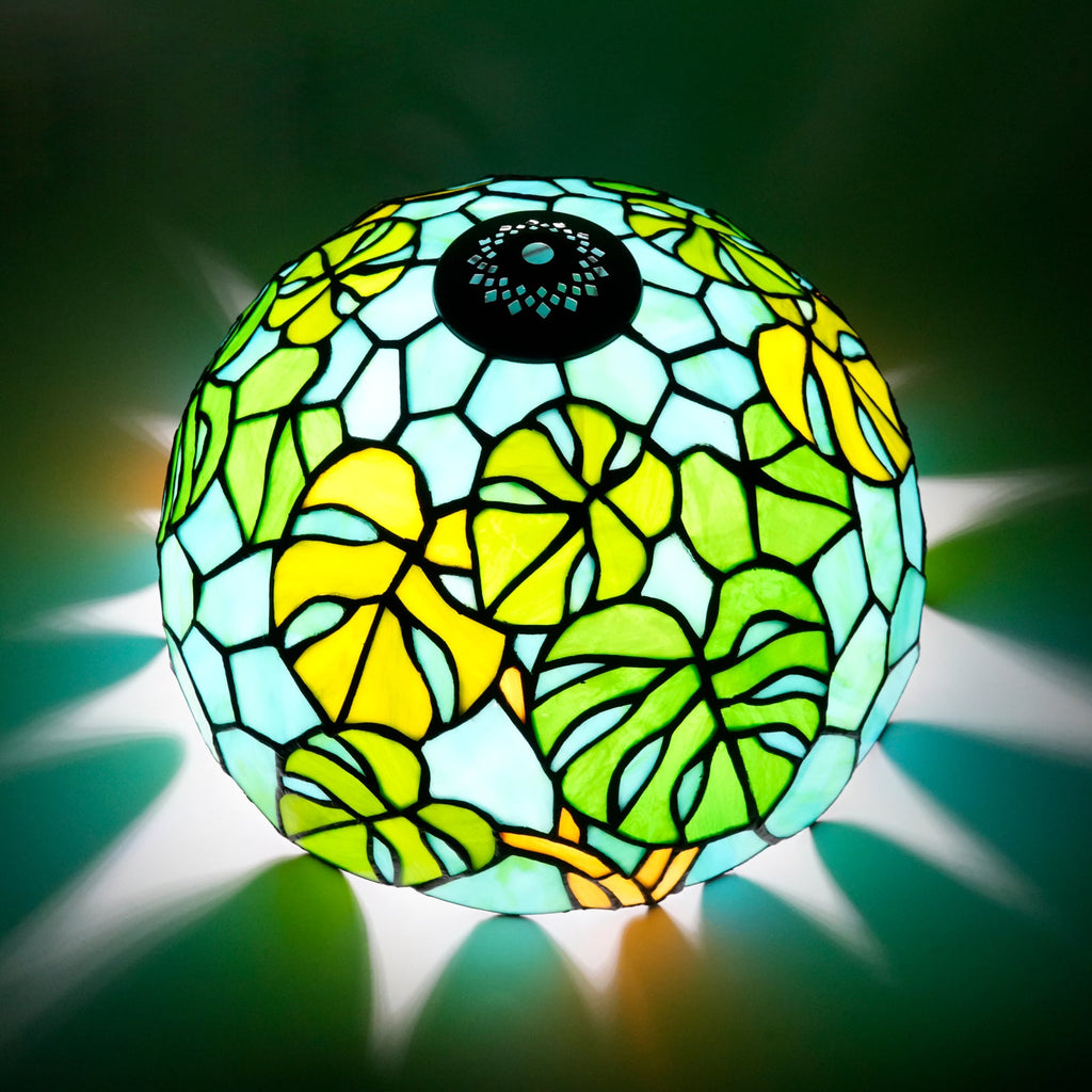 Tiffany Lampshade with Monstera Leaf Pattern