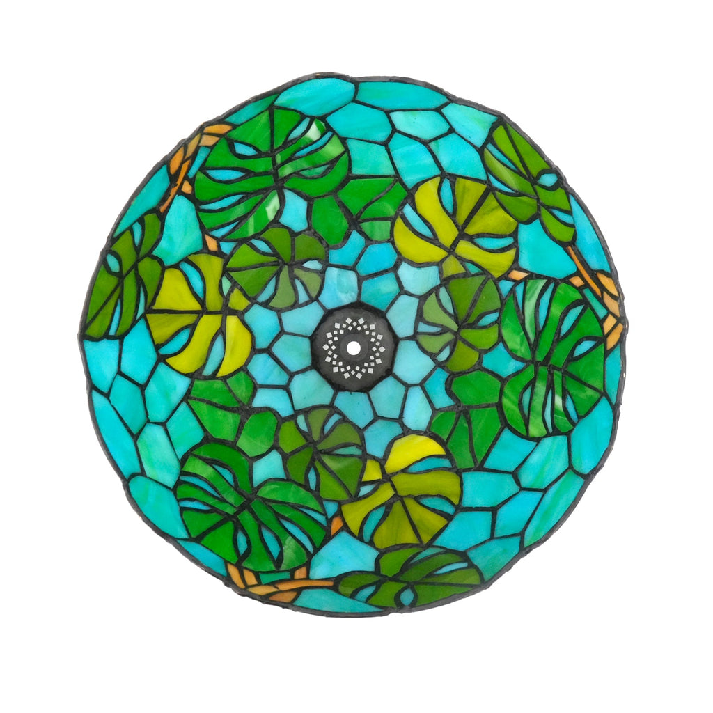 Tiffany Lampshade with Monstera Leaf Pattern