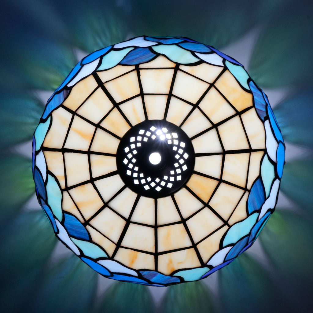 Blue and Green Tiffany Stained Glass Lampshade