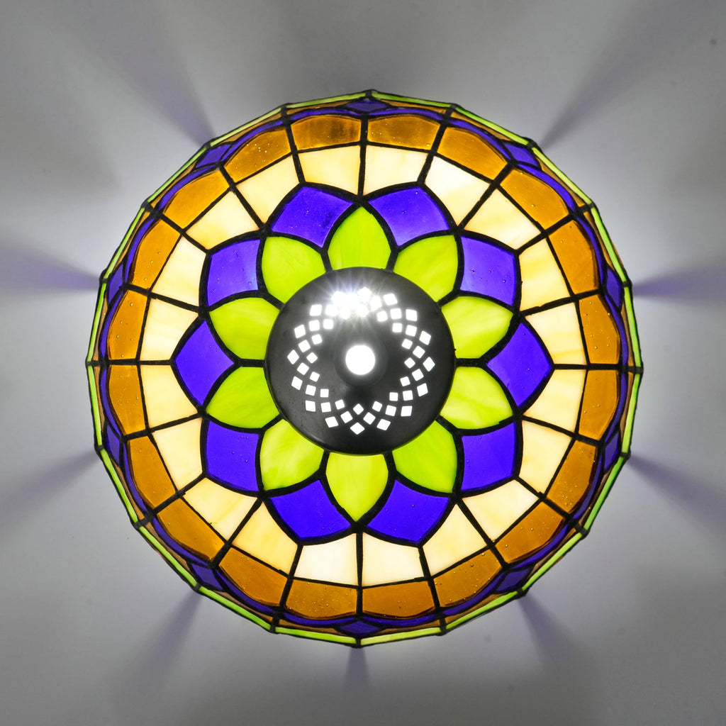 Multicolored Tiffany-Style Tinted Glass Lampshade