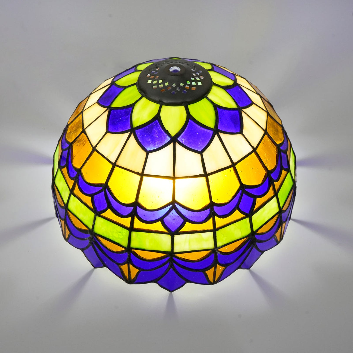 Multicolored Tiffany-Style Tinted Glass Lampshade
