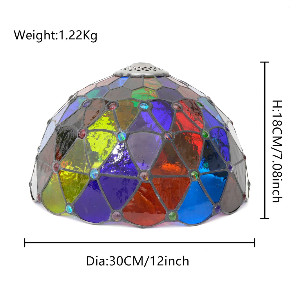 Multicolored Tiffany-Style Tinted Glass Lampshade