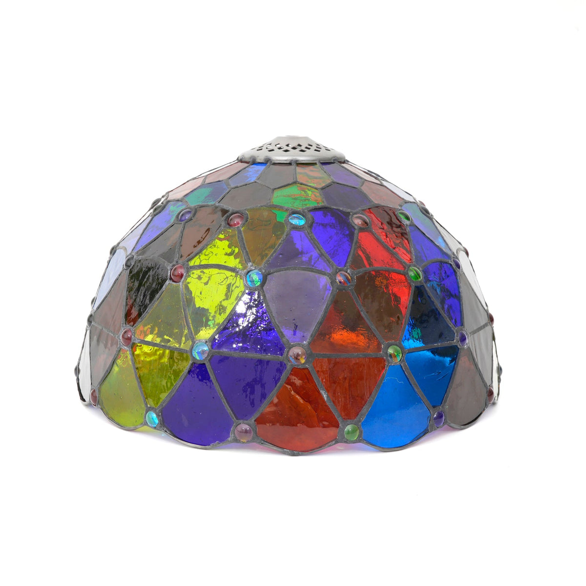 Multicolored Tiffany-Style Tinted Glass Lampshade
