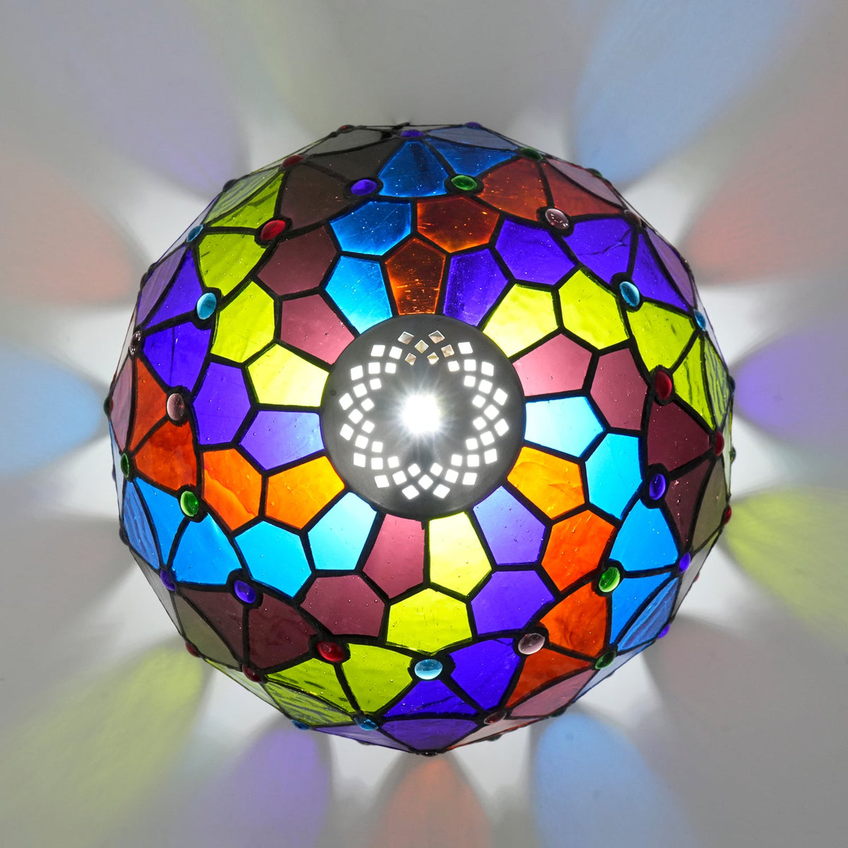 Multicolored Tiffany-Style Tinted Glass Lampshade