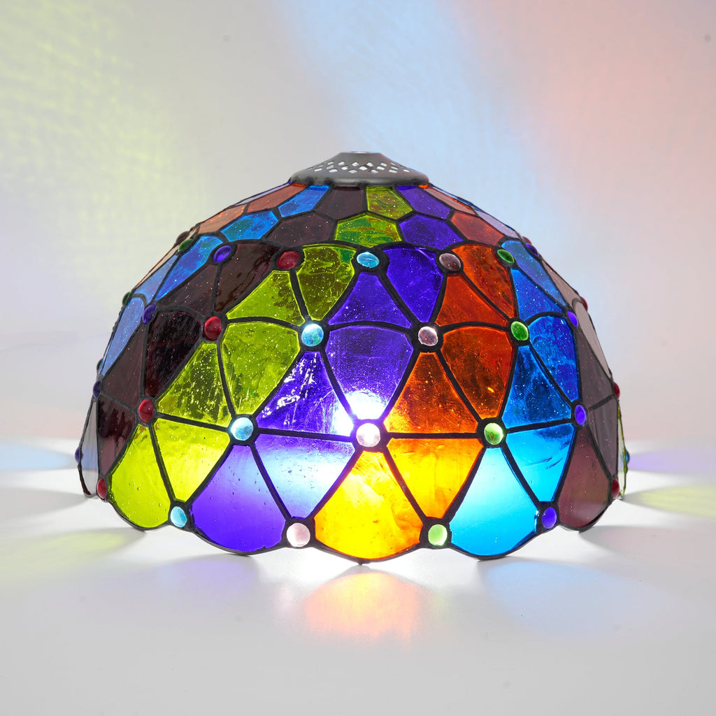 Multicolored Tiffany-Style Tinted Glass Lampshade