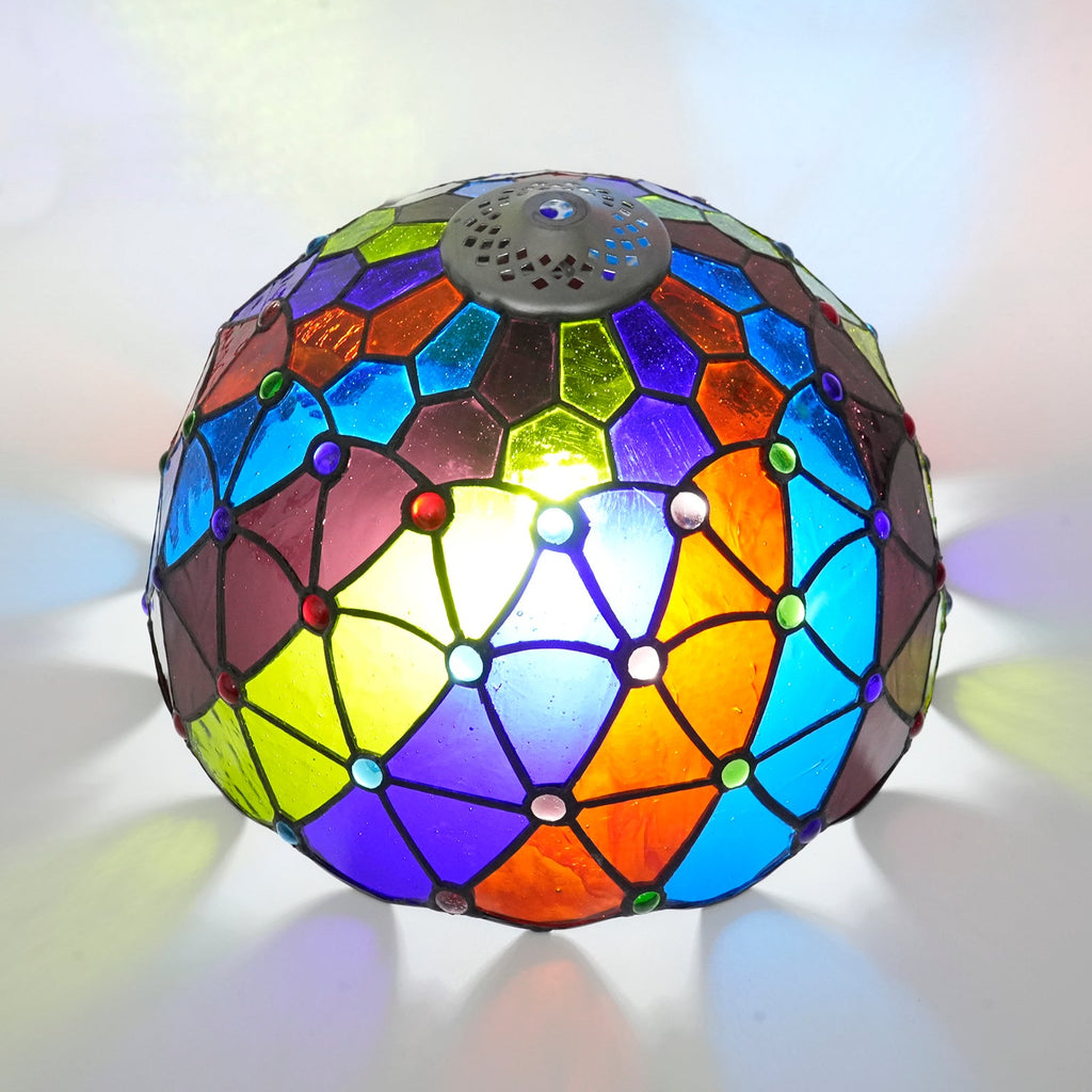 Multicolored Tiffany-Style Tinted Glass Lampshade