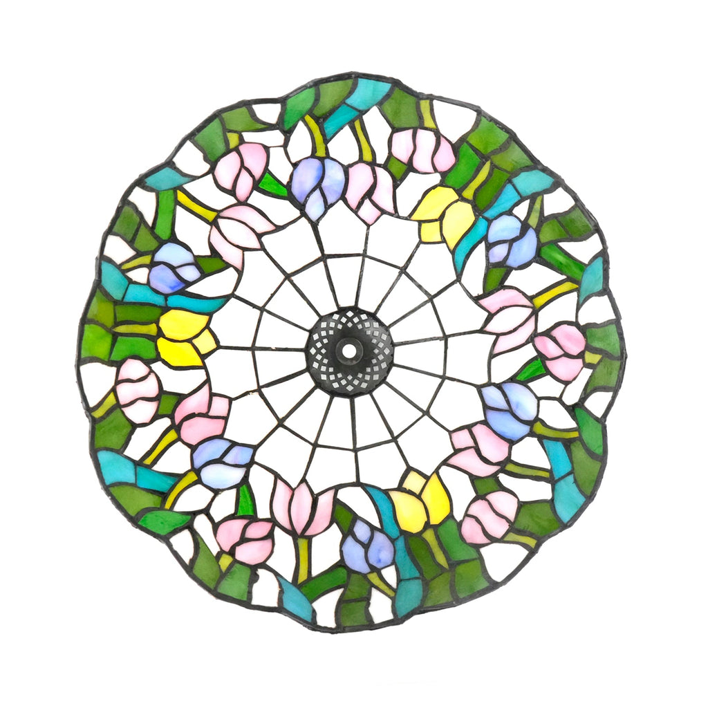 Tiffany-style Tulip-Shaped Tinted Glass Lampshade