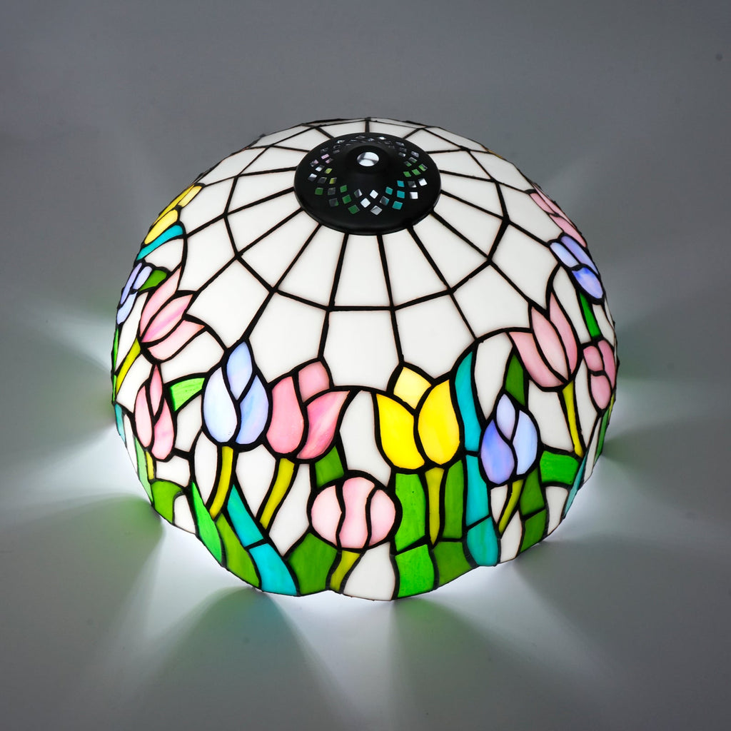 Tiffany-style Tulip-Shaped Tinted Glass Lampshade