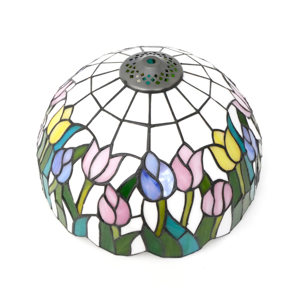 Tiffany-style Tulip-Shaped Tinted Glass Lampshade