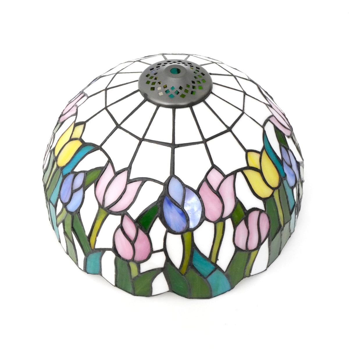 Tiffany-style Tulip-Shaped Tinted Glass Lampshade