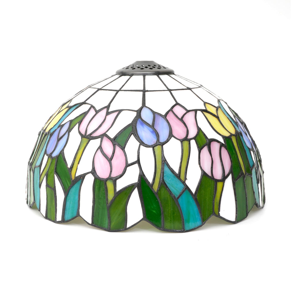 Tiffany-style Tulip-Shaped Tinted Glass Lampshade