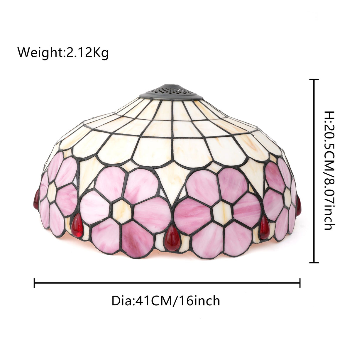 Tiffany Lampshade in Pink and Cream Floral Tinted Glass