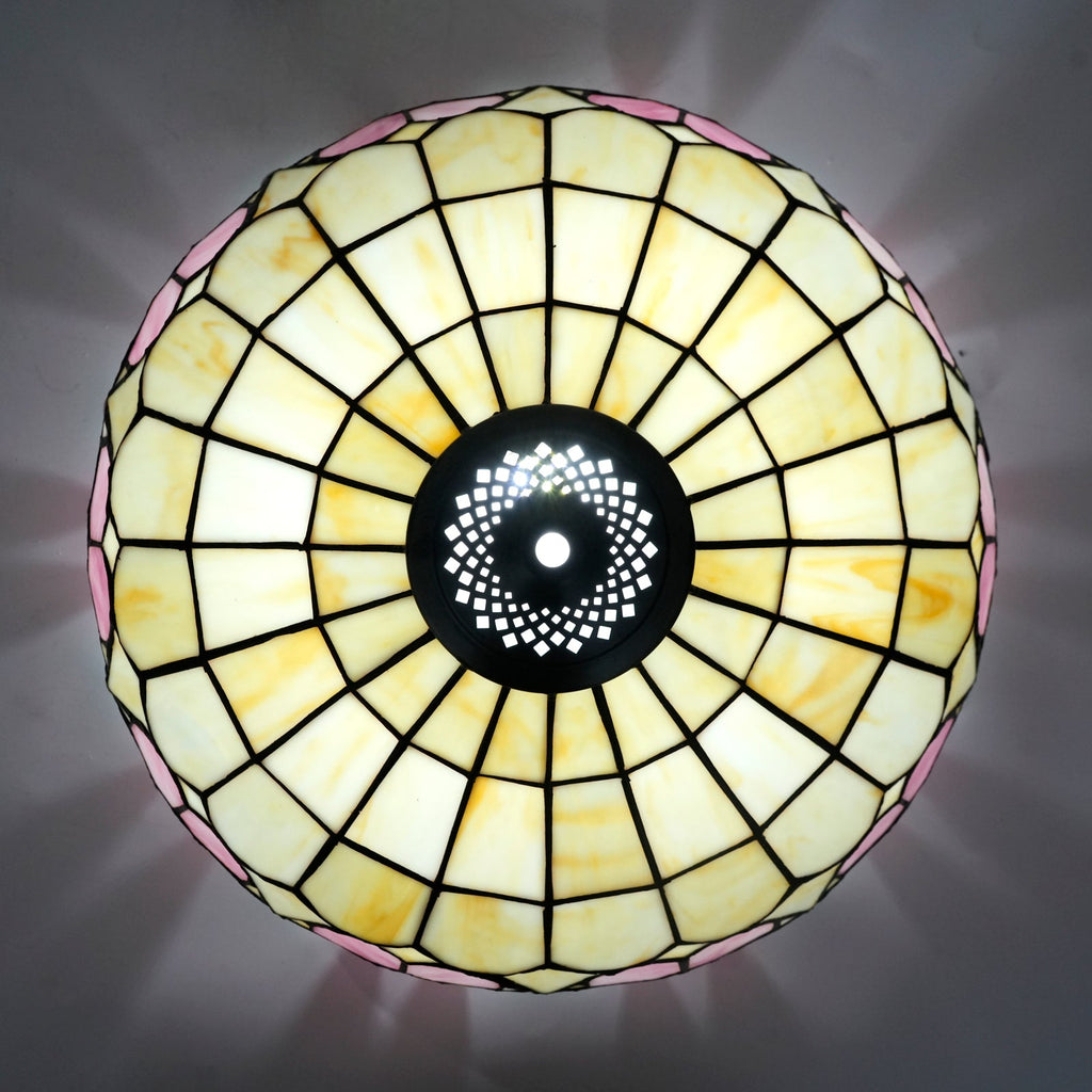 Tiffany Lampshade in Pink and Cream Floral Tinted Glass