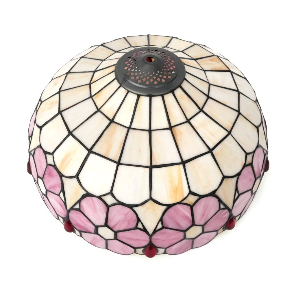 Tiffany Lampshade in Pink and Cream Floral Tinted Glass