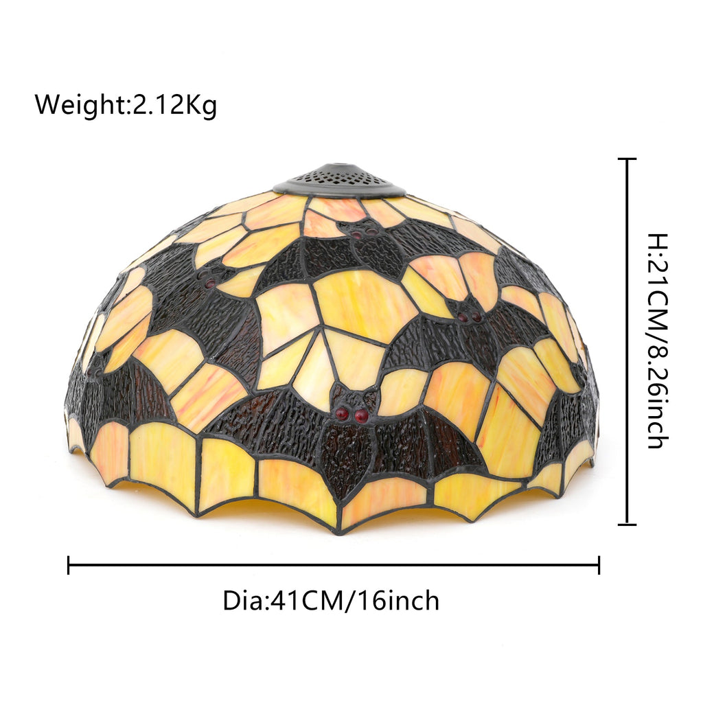 Tiffany-style stained glass lampshade with bats
