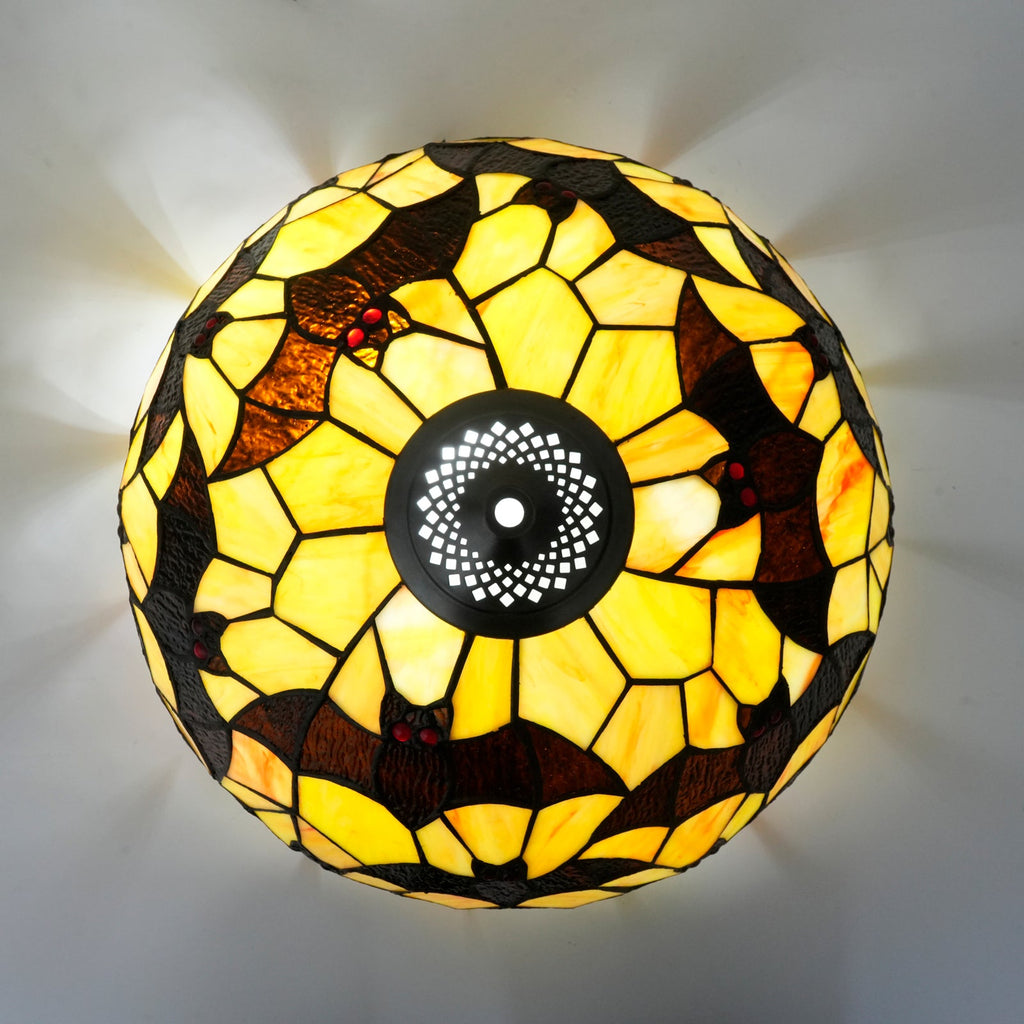 Tiffany-style stained glass lampshade with bats