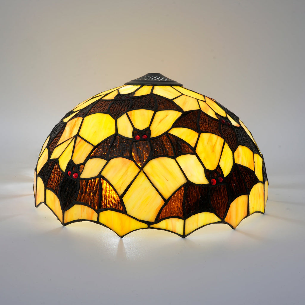 Tiffany-style stained glass lampshade with bats