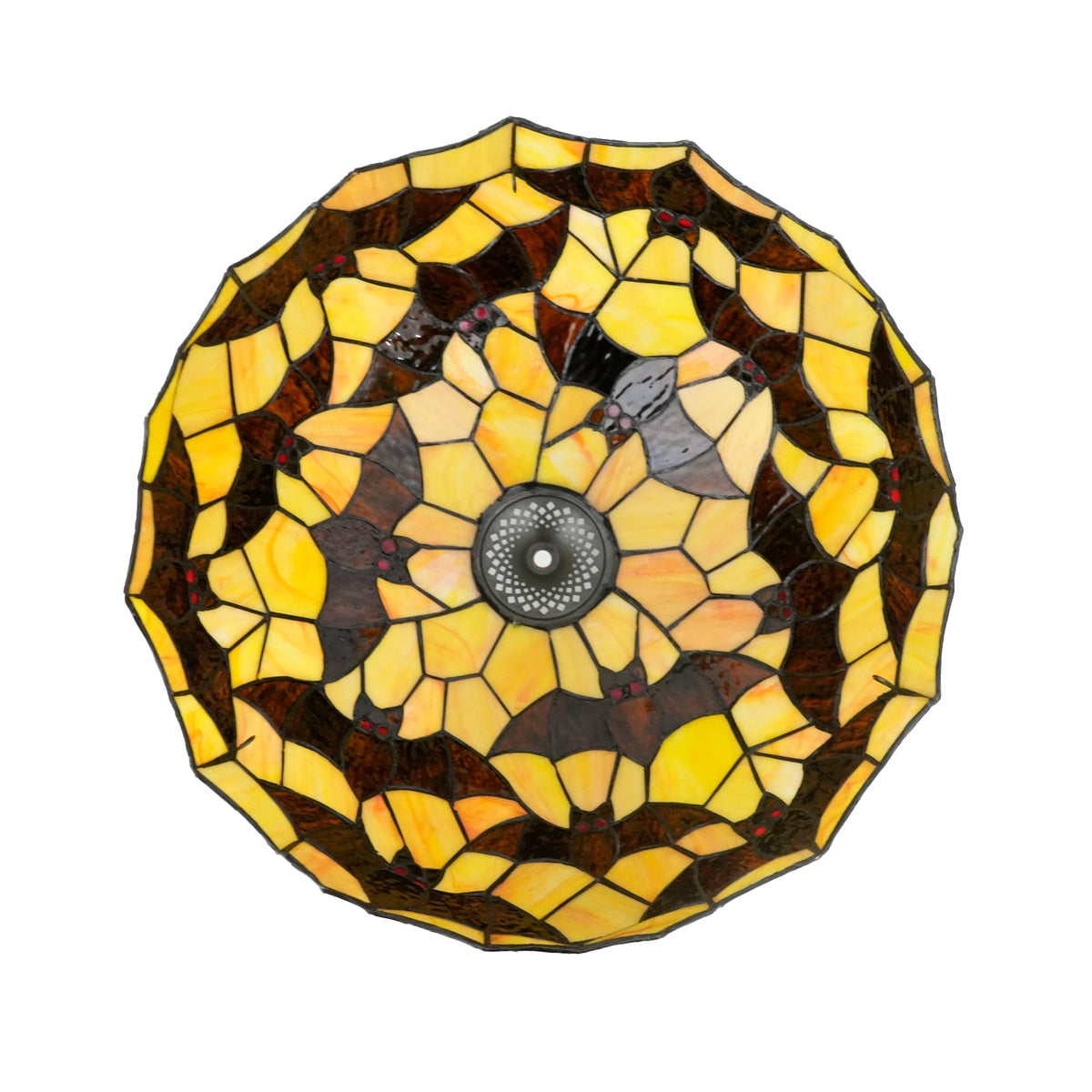 Tiffany-style stained glass lampshade with bats