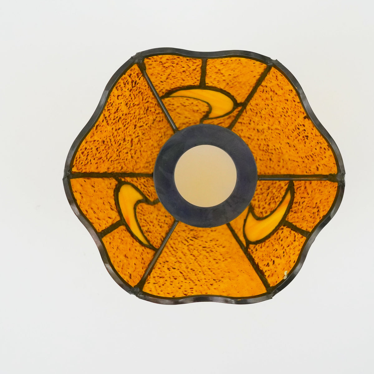 Amber Stained Glass Lampshade with Lunar Motifs