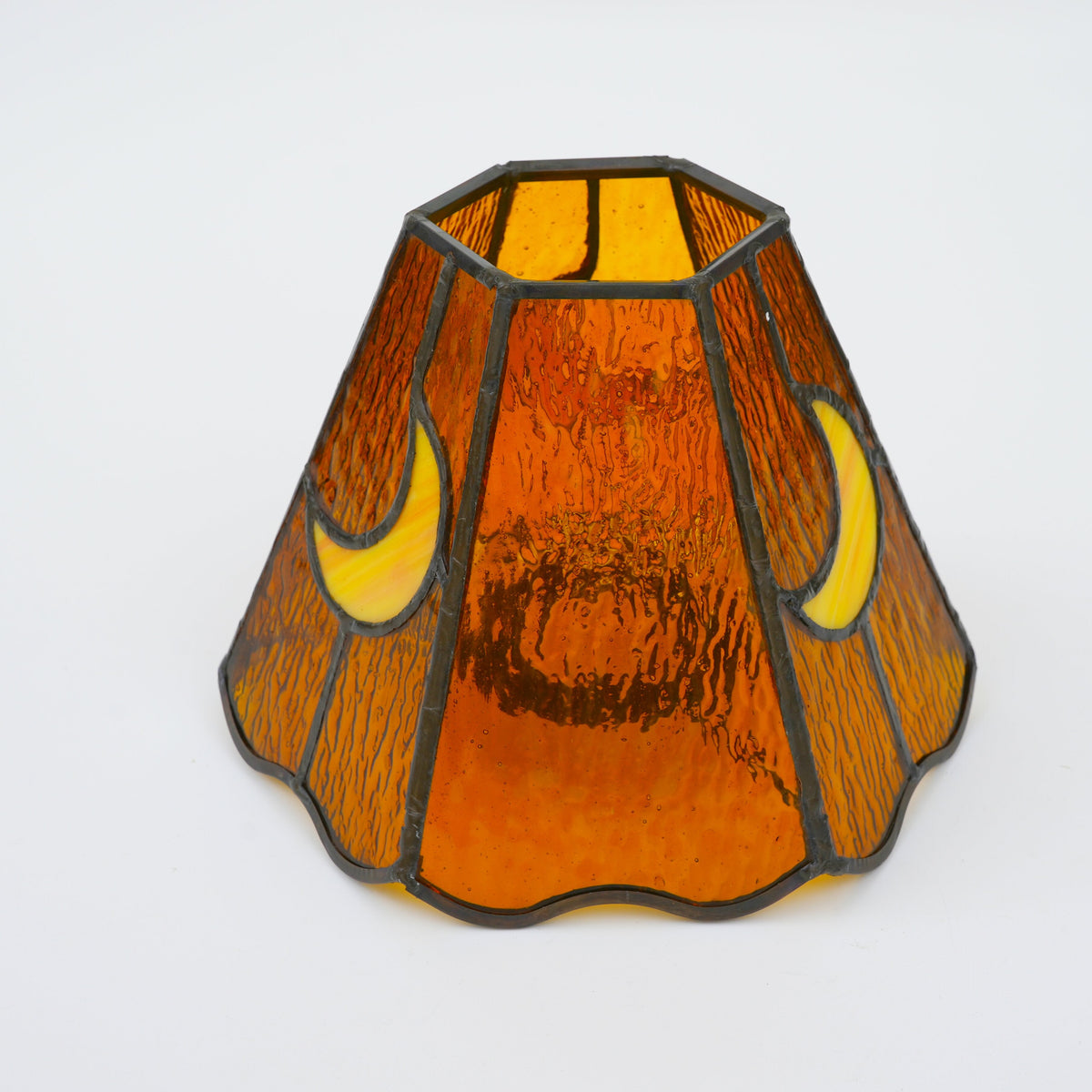 Amber Stained Glass Lampshade with Lunar Motifs