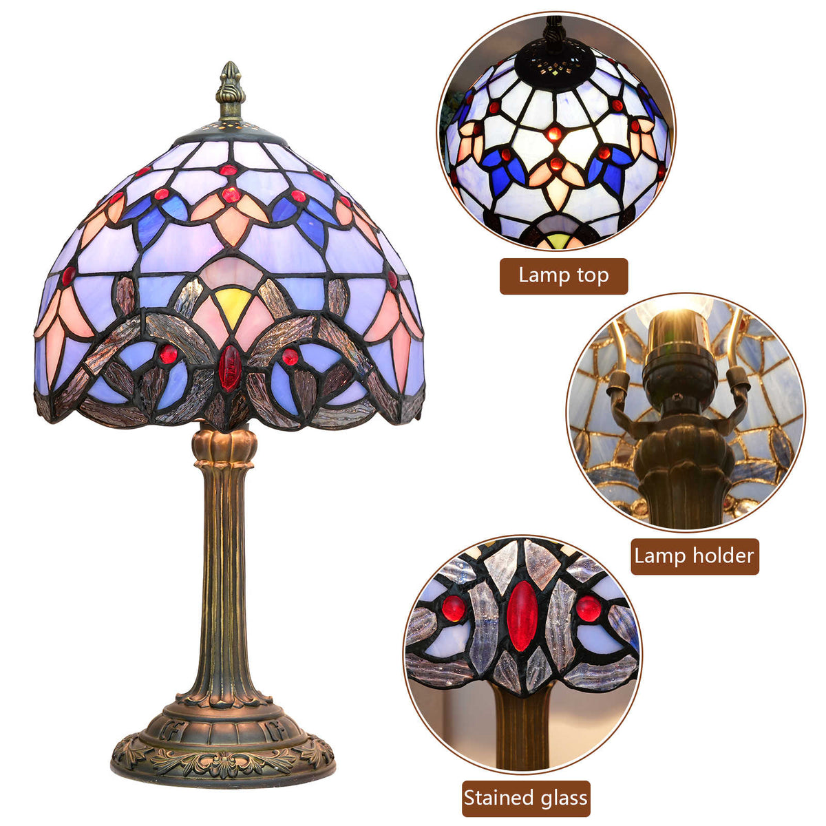 Tiffany Table Lamp in Multicolored Tinted Glass