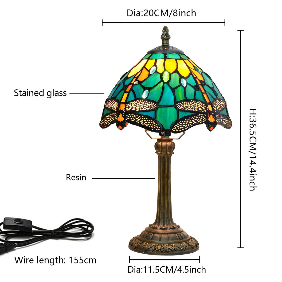 Tiffany Stained Glass Table Lamp with Dragonflies