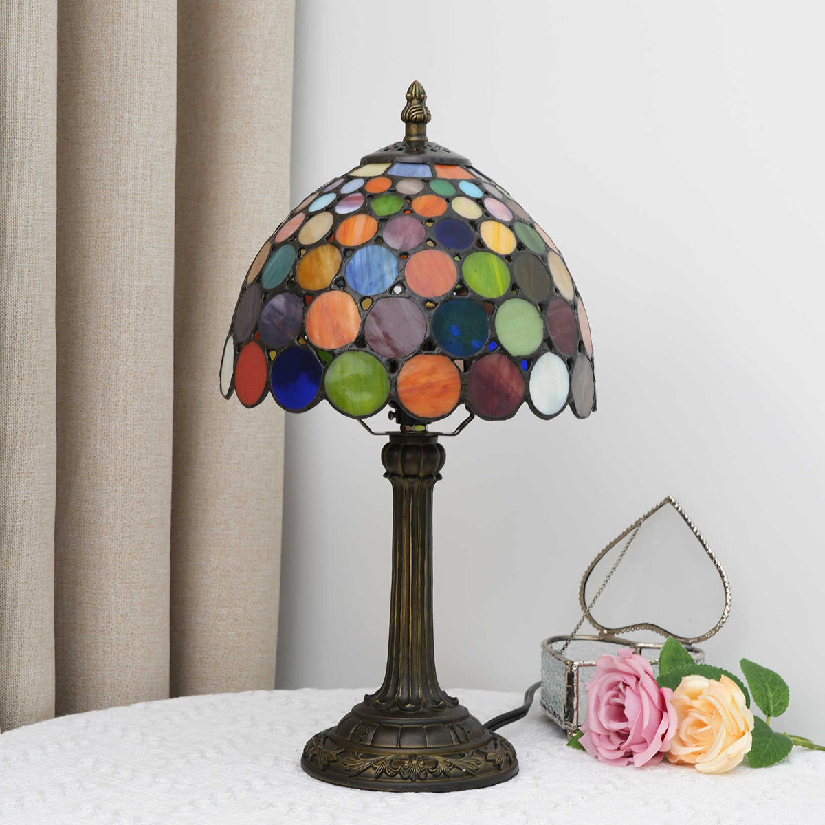 Tiffany Style Stained Glass Table Lamp, Multicolor