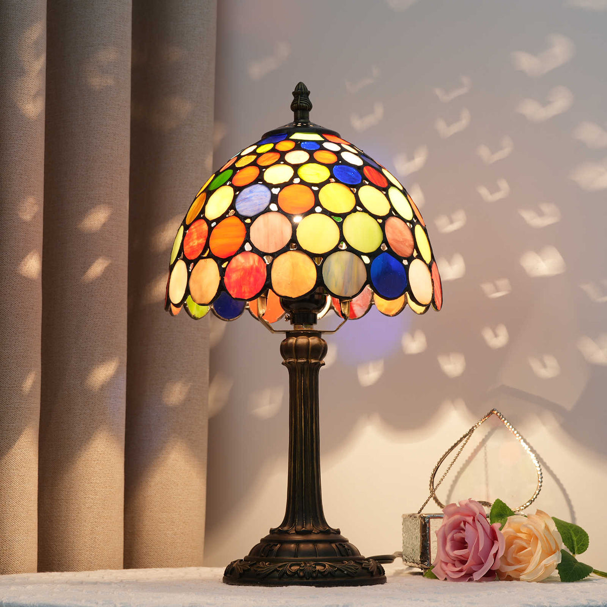 Tiffany Style Stained Glass Table Lamp, Multicolor