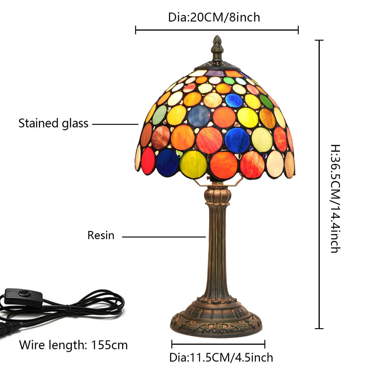 Tiffany Style Stained Glass Table Lamp, Multicolor