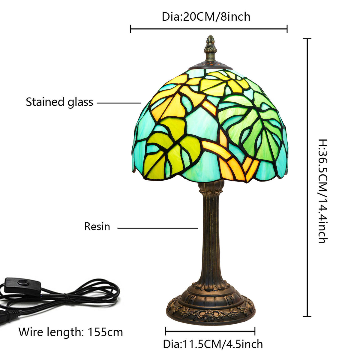 Tiffany Style Stained Glass Leaf Table Lamp