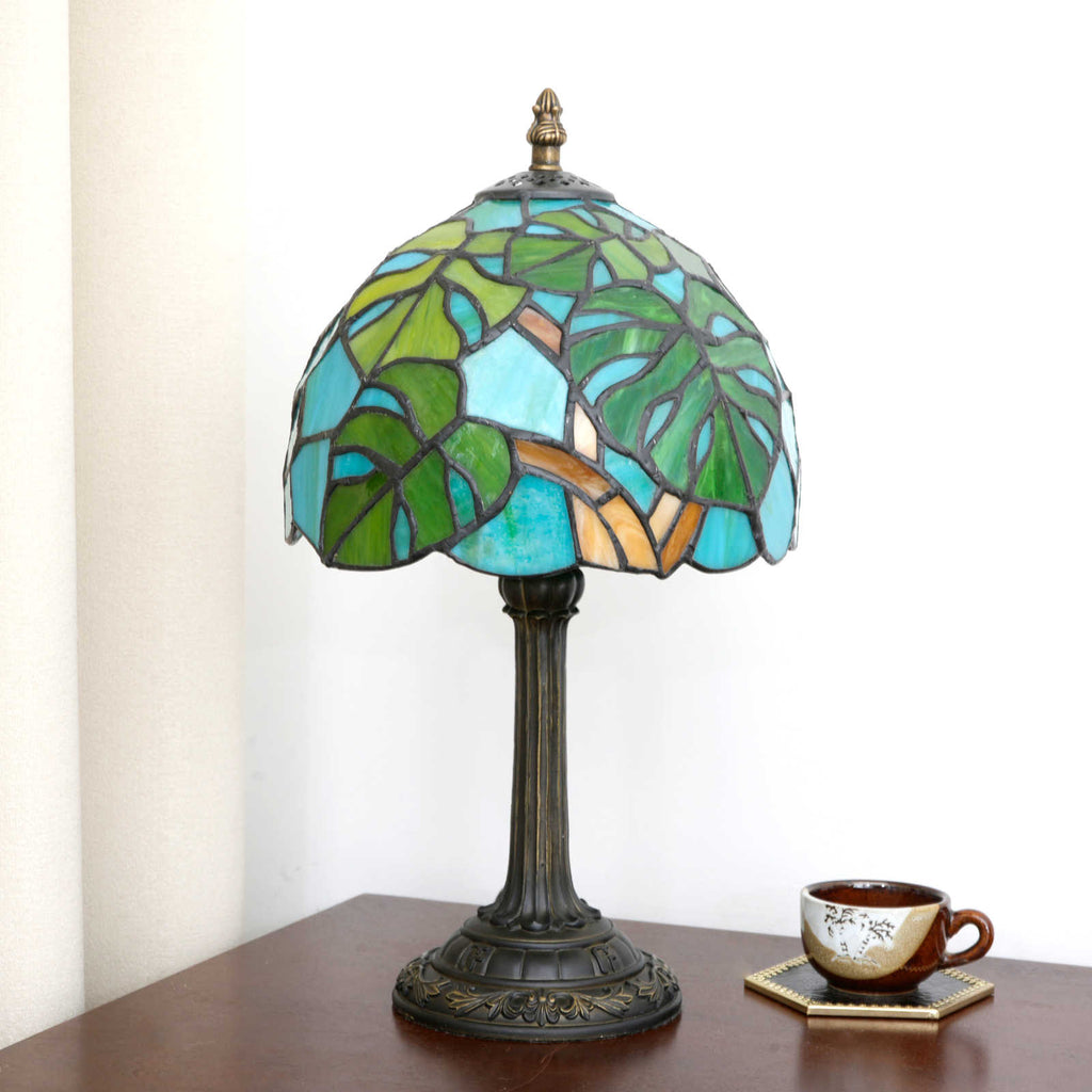 Tiffany Style Stained Glass Leaf Table Lamp