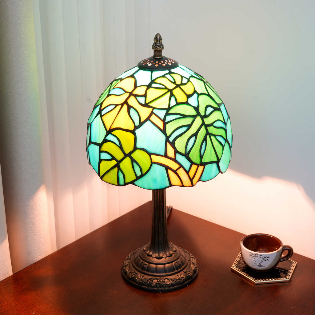 Tiffany Style Stained Glass Leaf Table Lamp