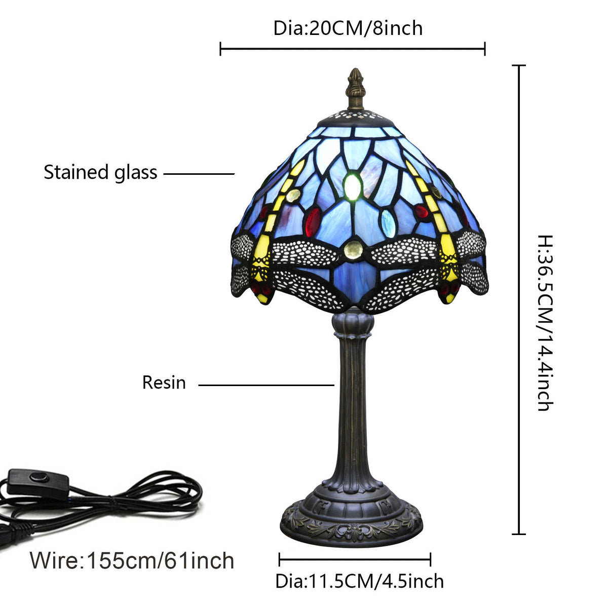 Blue Dragonfly Stained Glass Tiffany Table Lamp