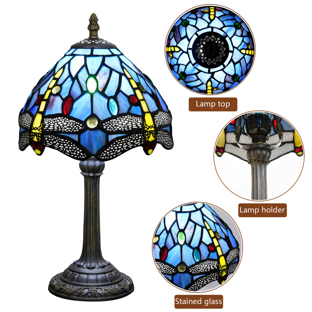 Blue Dragonfly Stained Glass Tiffany Table Lamp