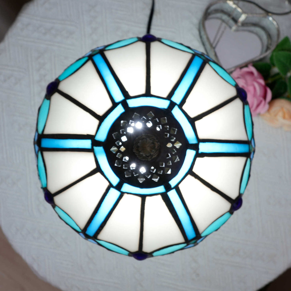 Antique Blue Blue Glass Tiffany Style Table Lamp