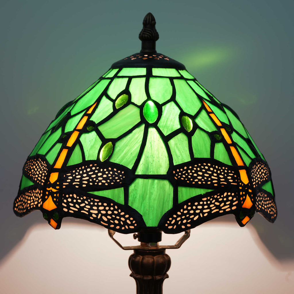 Tiffany Bedside Lamp Dragonflies Green Bronze